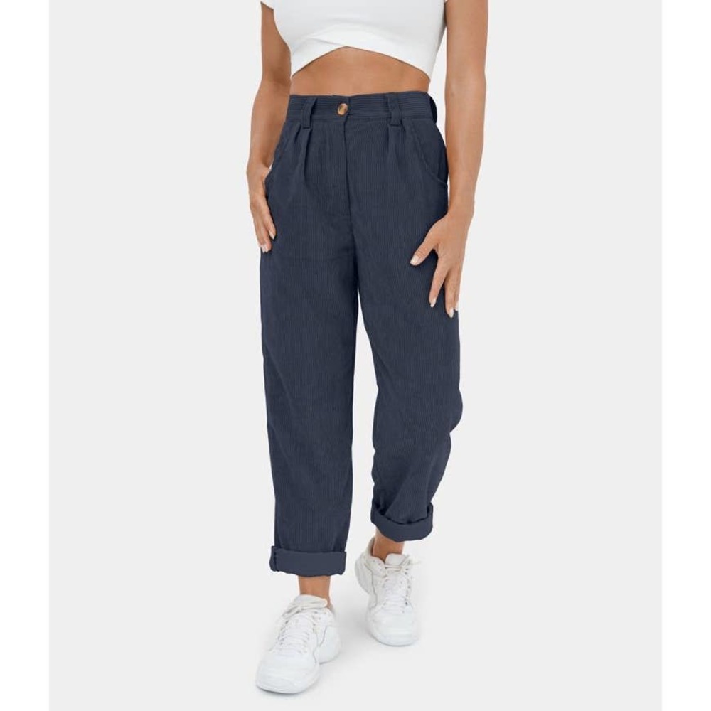 Halara High Waisted Button Zipper Side Pocket Corduroy Pants Womens Sz Large NWT